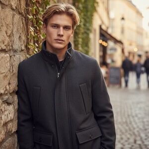 Men's Classic Gray Pea Coat